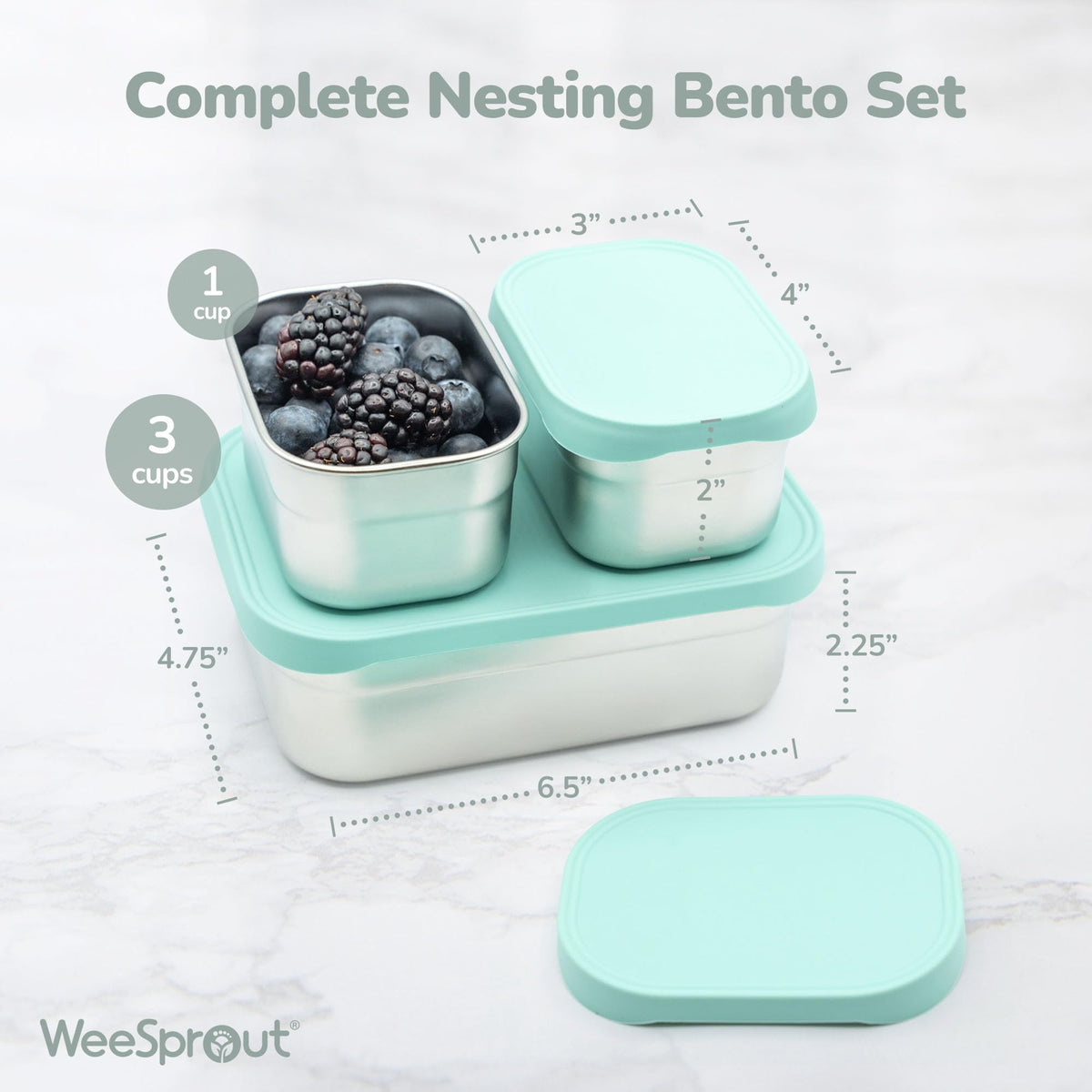 WeeSprout nesting inside view shows space-saving design for bag storage