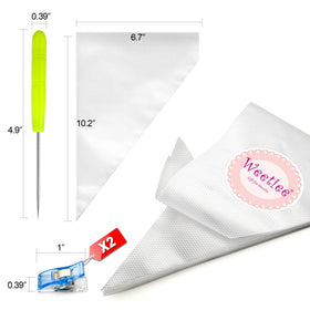 Weetiee tipless piping bags with textured grip improve control during decorating.