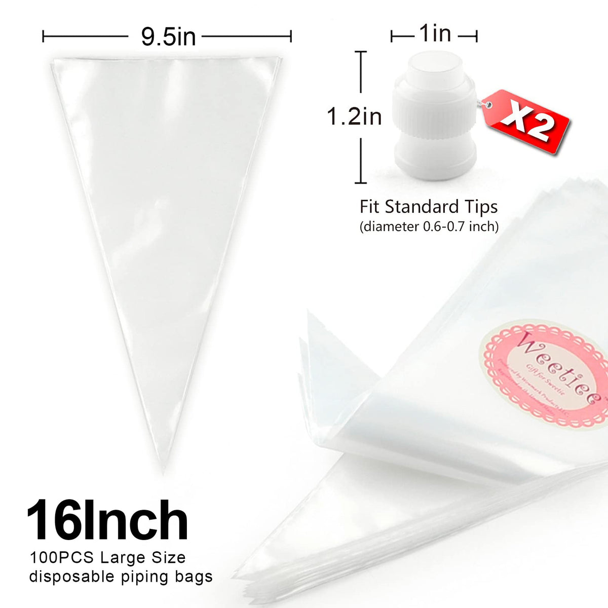Weetiee two couplers included facilitate tip changes without wasting bags or frosting.