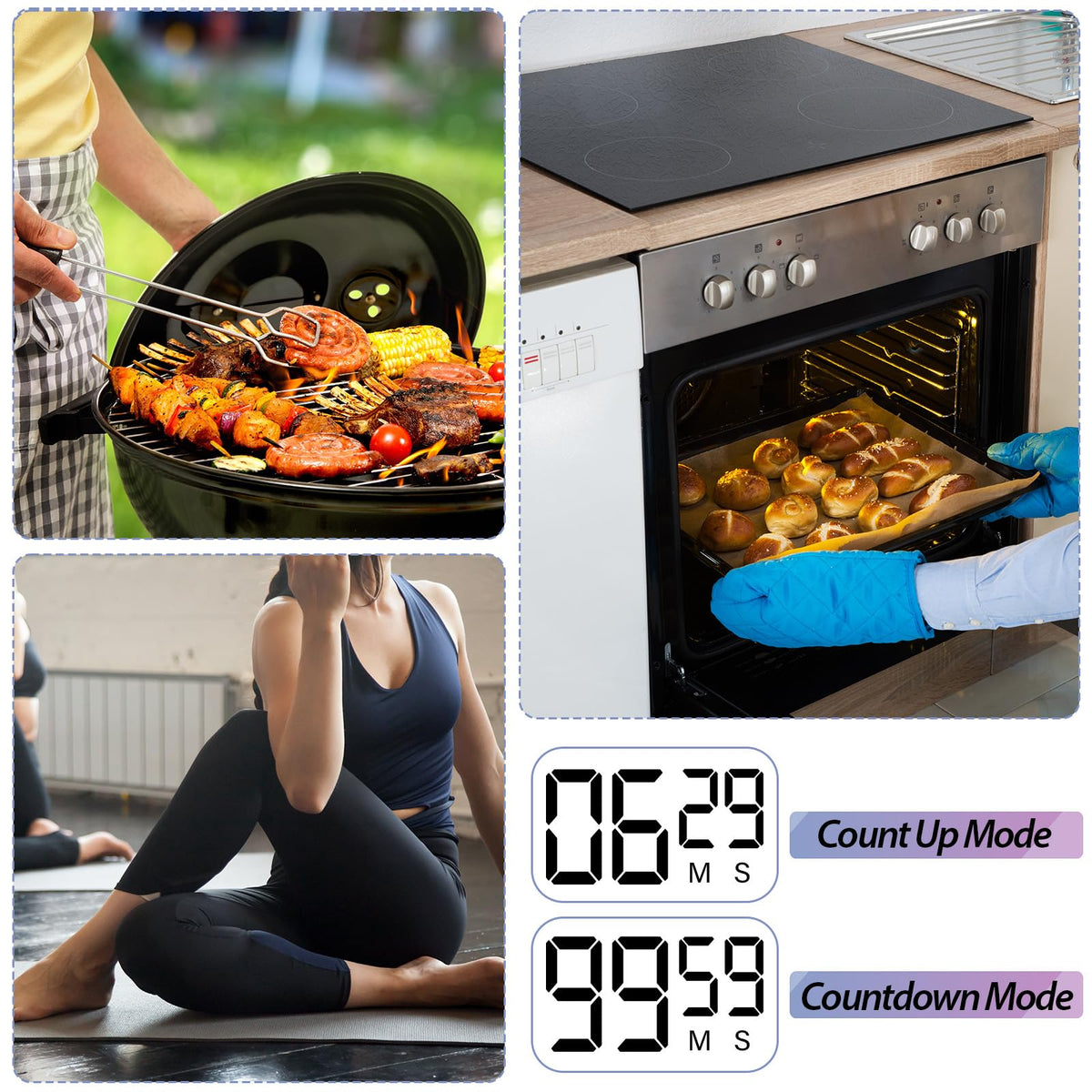 Weewooday digital kitchen timer green with large display and memory function for easy setup.