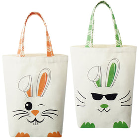 Weewooday Easter tote bag with green bunny ears for egg hunts and gifts