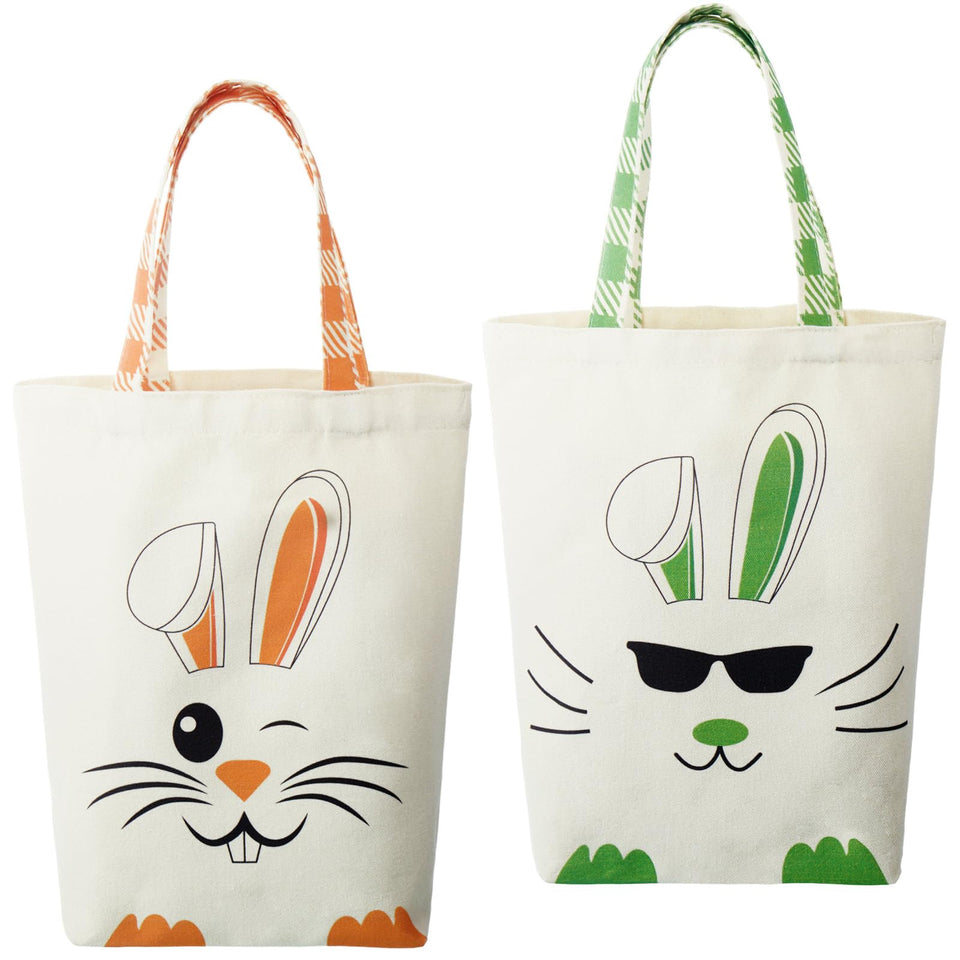 Weewooday Easter tote bag with green bunny ears for egg hunts and gifts