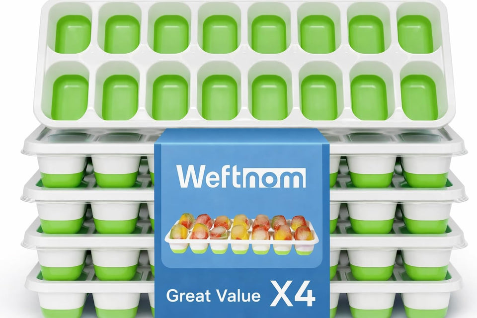 Weftnom ice trays with lids for organized freezer storage and easy access.