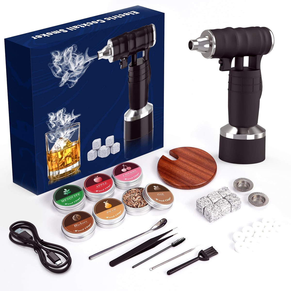 WEICHA electric cocktail smoker gun ready for smoky cocktails and aroma infusion
