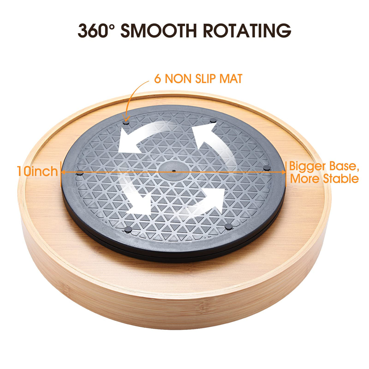 WEIFUTCH bamboo lazy susan double handles improve grip and portability during transport.
