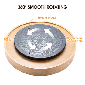 WEIFUTCH bamboo lazy susan double handles improve grip and portability during transport.