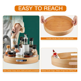 WEIFUTCH bamboo lazy susan tall lip prevents items from spilling during rotation.