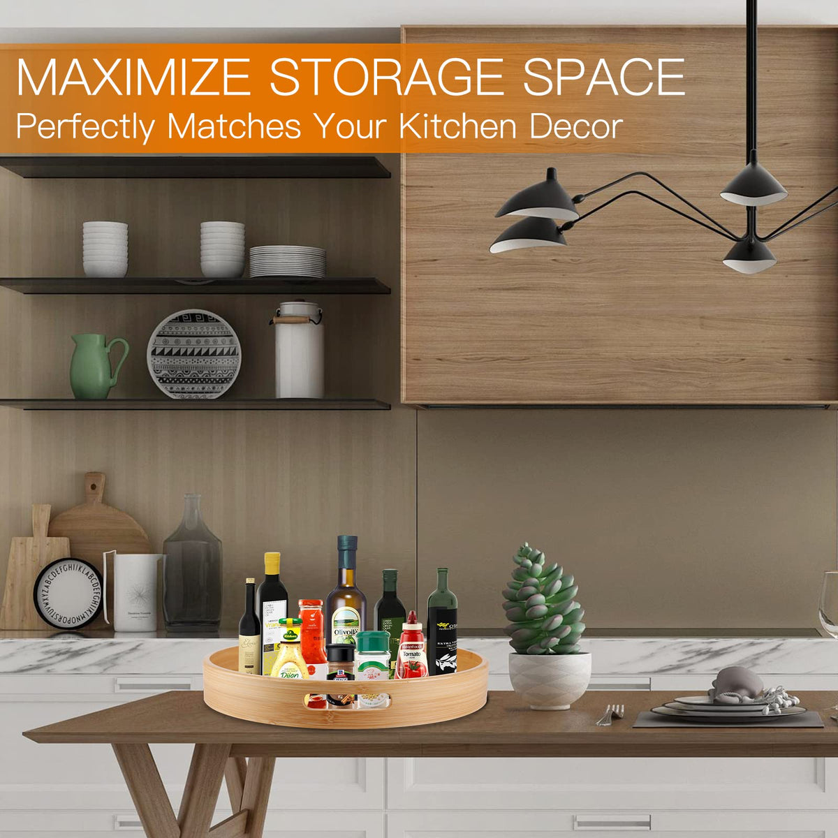 WEIFUTCH bamboo lazy susan packaging shows ready-to-use design and secure shipping.