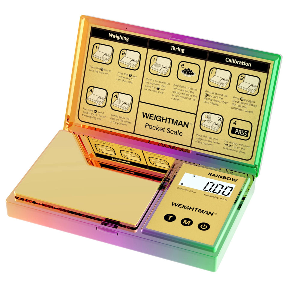 WEIGHTMAN iridescent pocket scale with display, ideal for accurate on-the-go readings