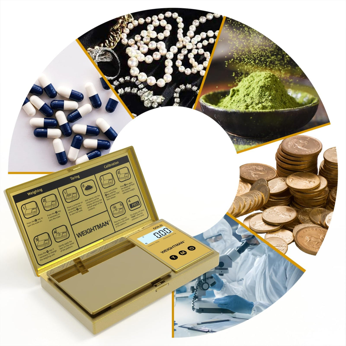 WEIGHTMAN six-unit option including g, oz, ozt, dwt, ct, gn for flexibility.