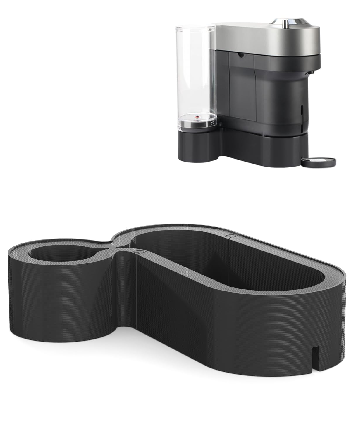 WEIGUZC Nespresso Vertuo Pop+ riser stand elevates the coffee station with a sleek elevated design.