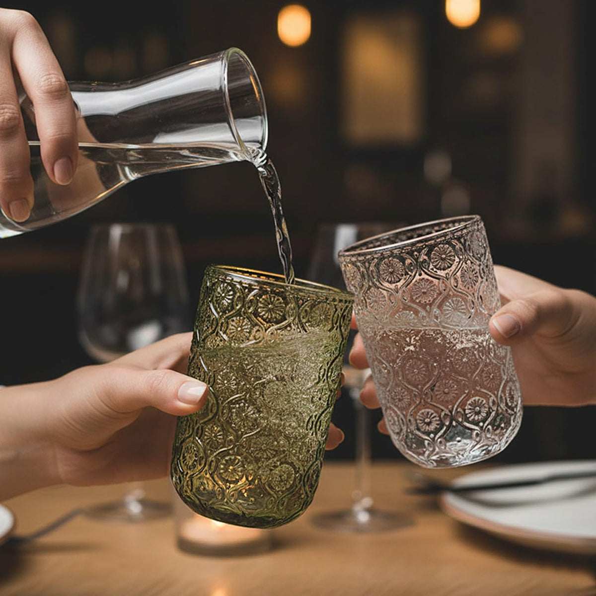 WeirdUncle embossed rocks glass 9oz—classic, sturdy option for whiskey or juice.