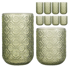 WeirdUncle green begonia highball 14oz—vivid embossed pattern for stylish cocktails.