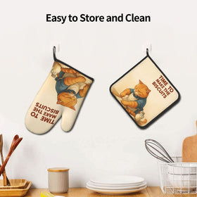 Weiscode cute cat oven mitt with text Time To Make The Biscuits adds whimsy.