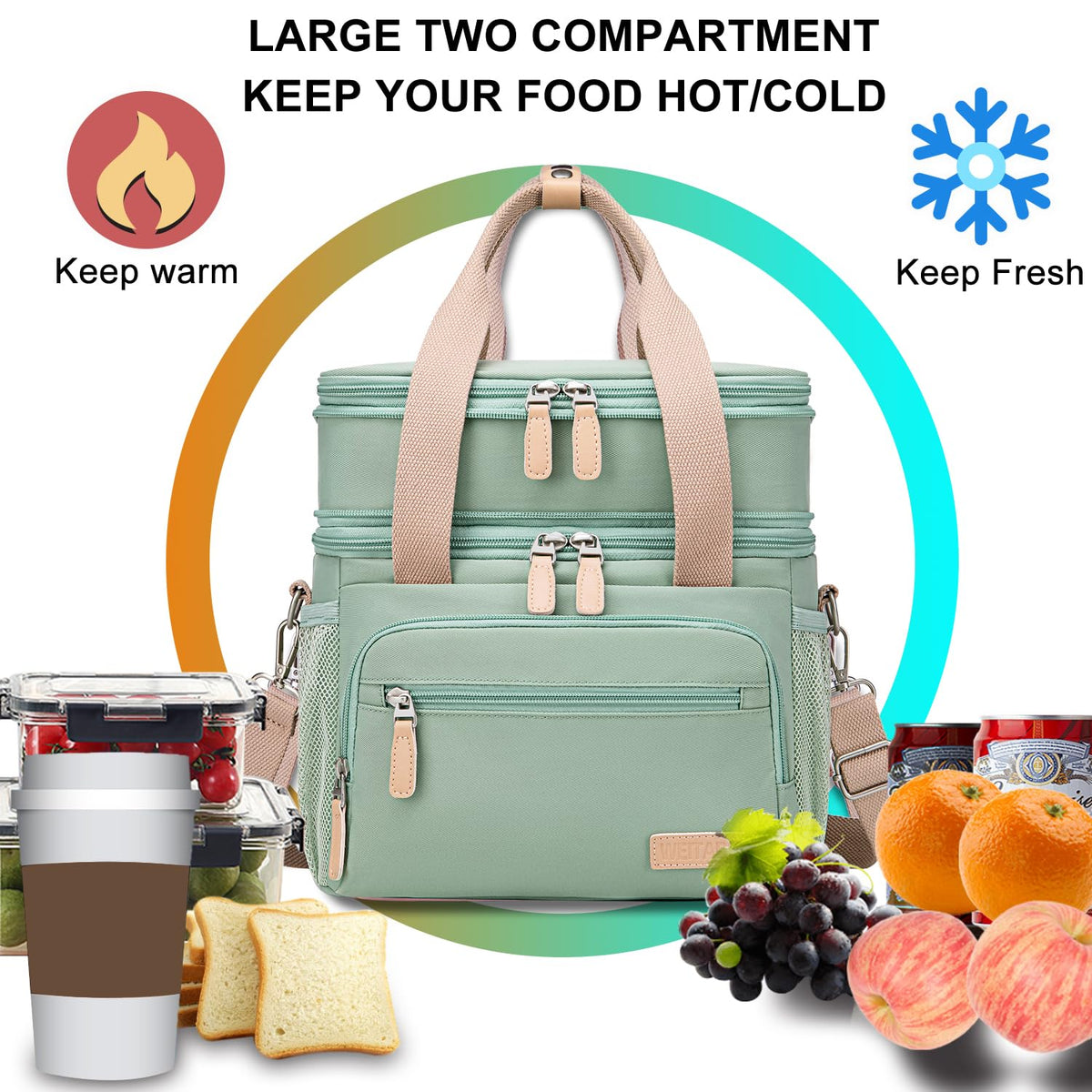 Weitars 15-liter-green-lunch-bag is ideal for work or picnics