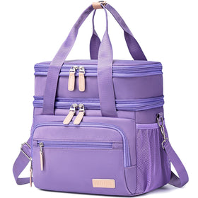 Weitars insulated lunch box with two compartments in purple for daily work meals