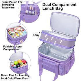 Weitars lunch bag with front pockets in purple for quick access and storage