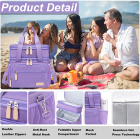 Weitars lunch tote with top handle and removable strap in purple for easy carrying
