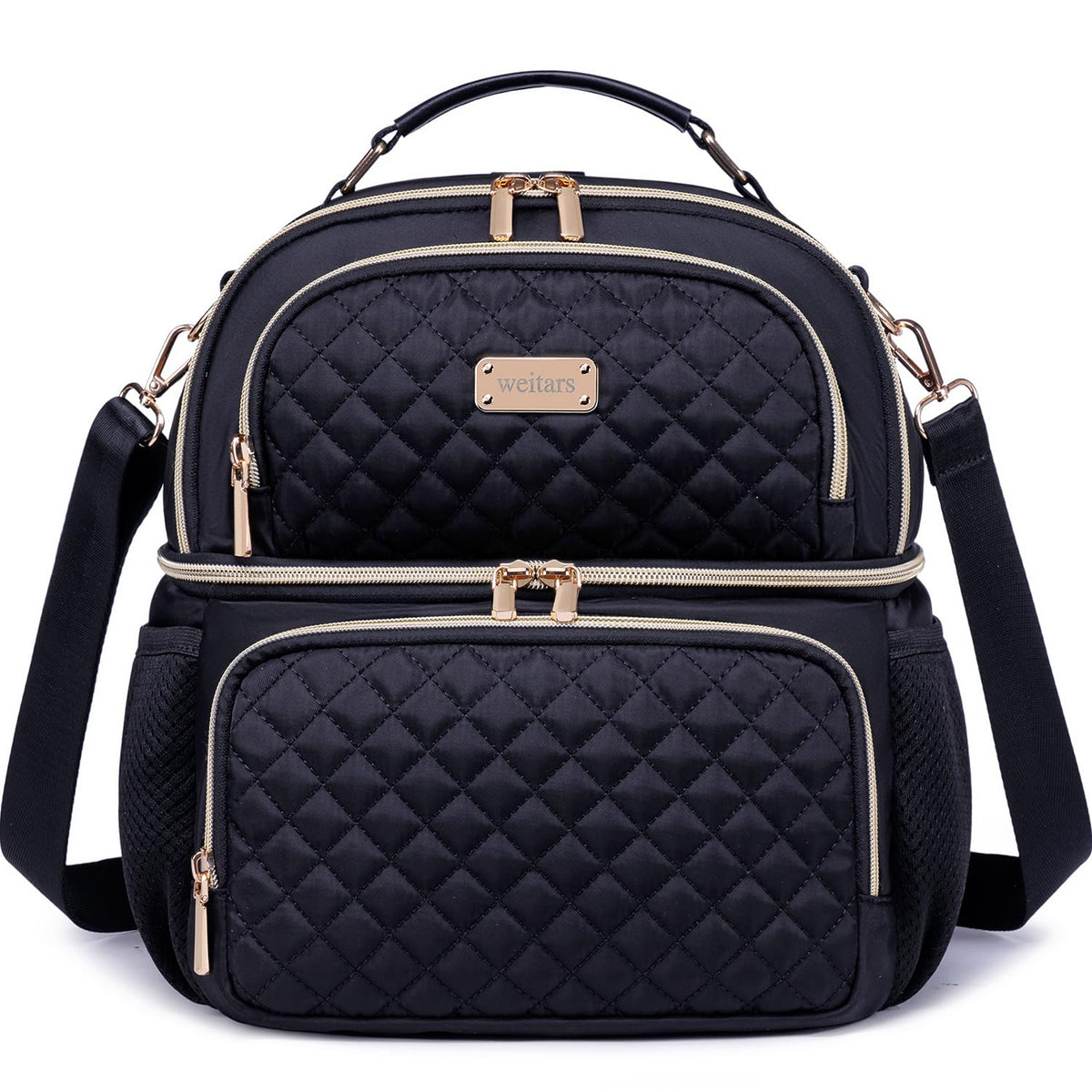 Weitars lunch bag for women dual-compartment front view enables organized meals at work.