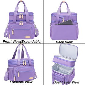 Weitars lunch box wide opening in purple shown for easy packing