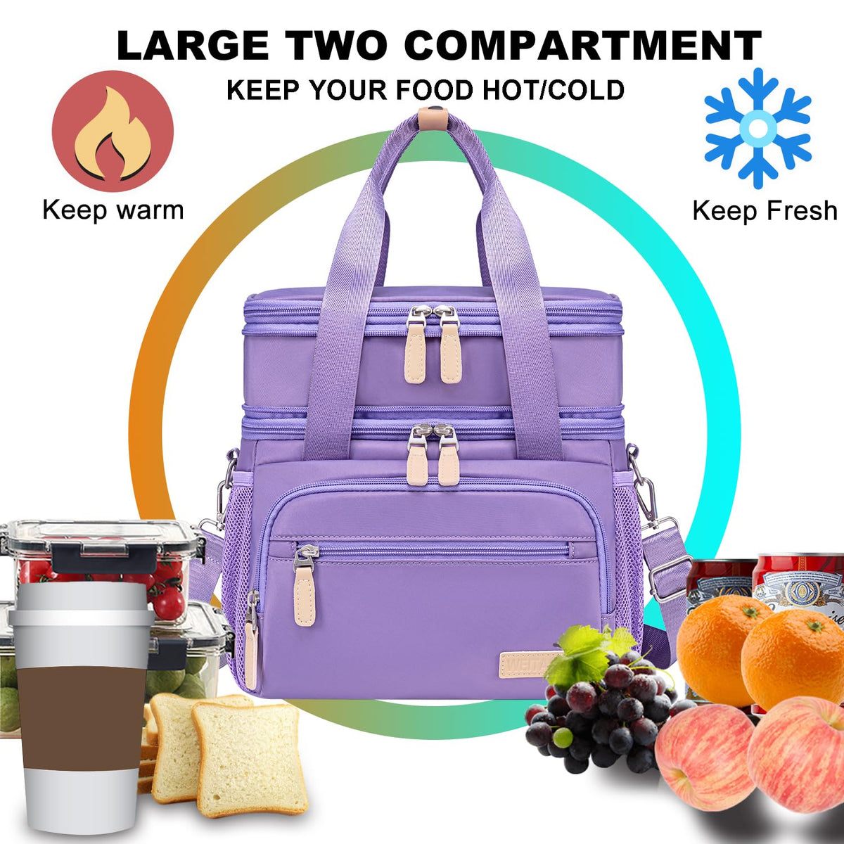 Weitars purple lunch bag ideal for gym and picnics with ample space