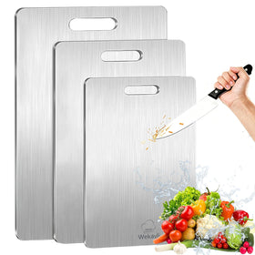 Wekayli 15x11 dual-sided cutting board with meat-textured surface for hygienic prep.