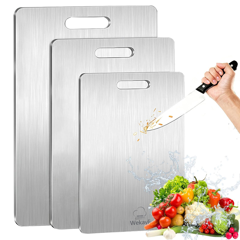 Wekayli 15x11 dual-sided cutting board with meat-textured surface for hygienic prep.