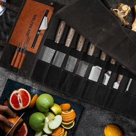 WELKINLAND waxed-canvas knife-roll open design for full visibility of tools