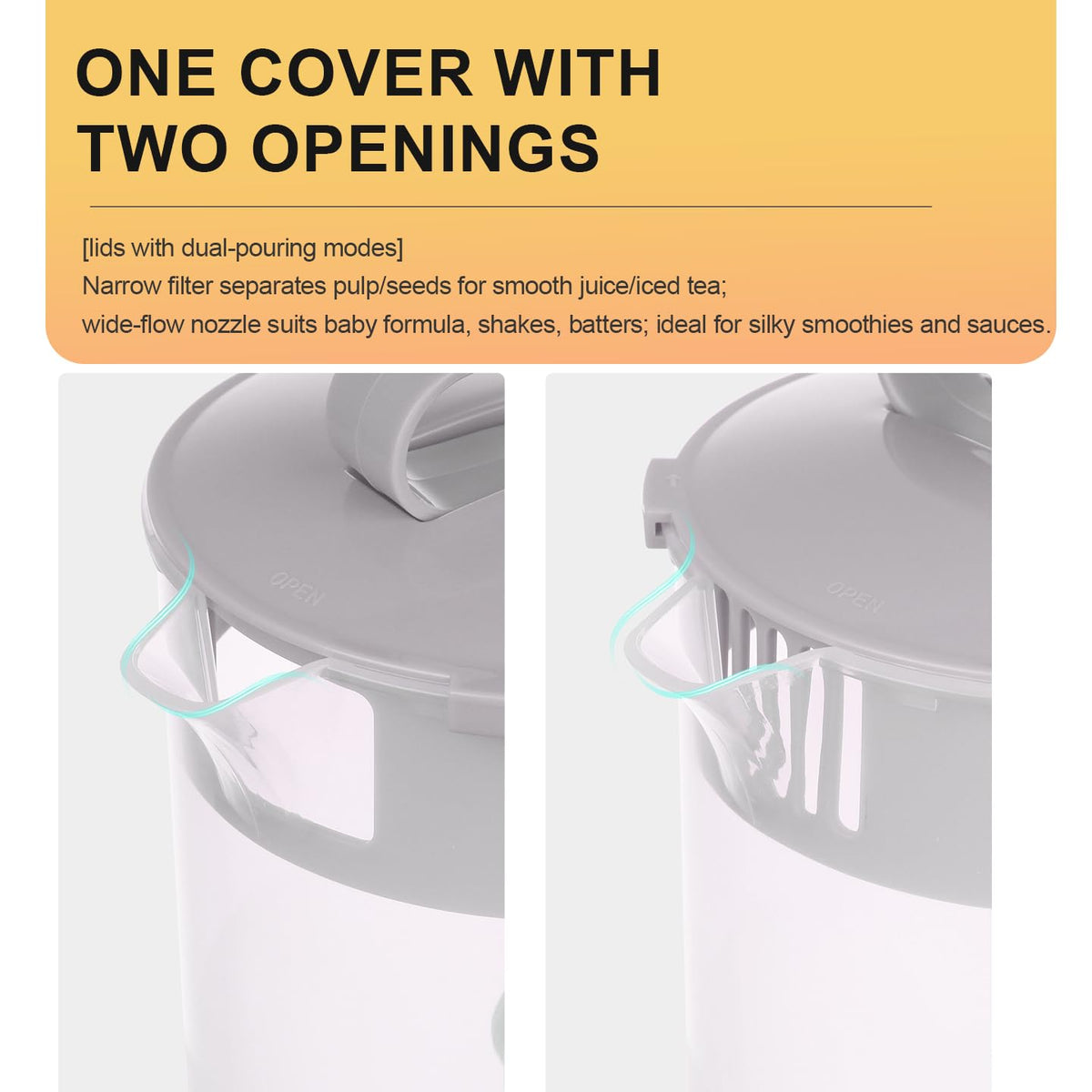 WELKOR leakproof dual-spout lid prevents spills during shaking and pouring.