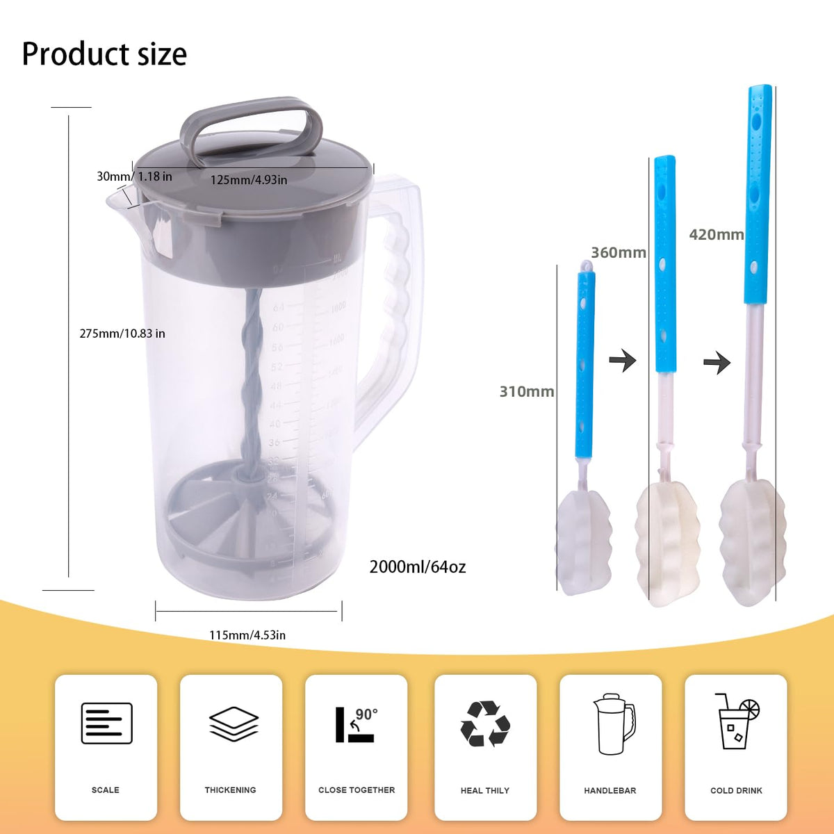 WELKOR adjustable plunger enhances blending for smooth shakes and mixes.