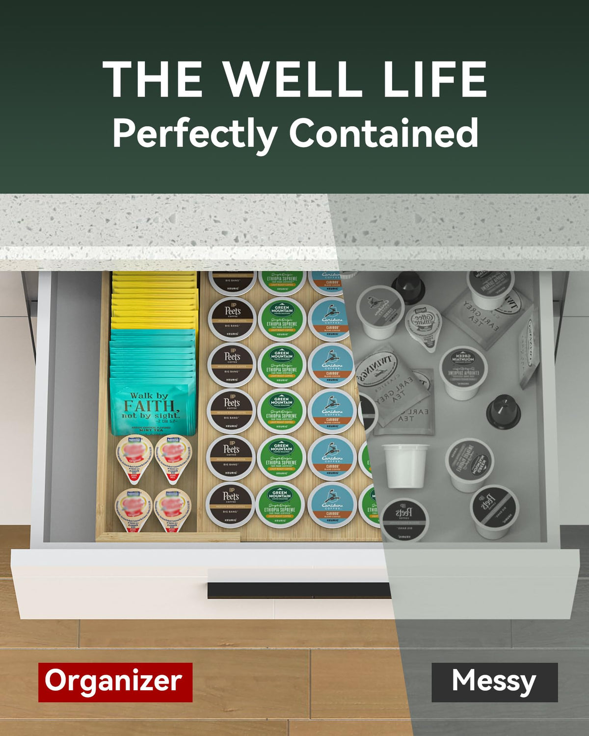 Versatile storage for tea bags, utensils, and coffee accessories