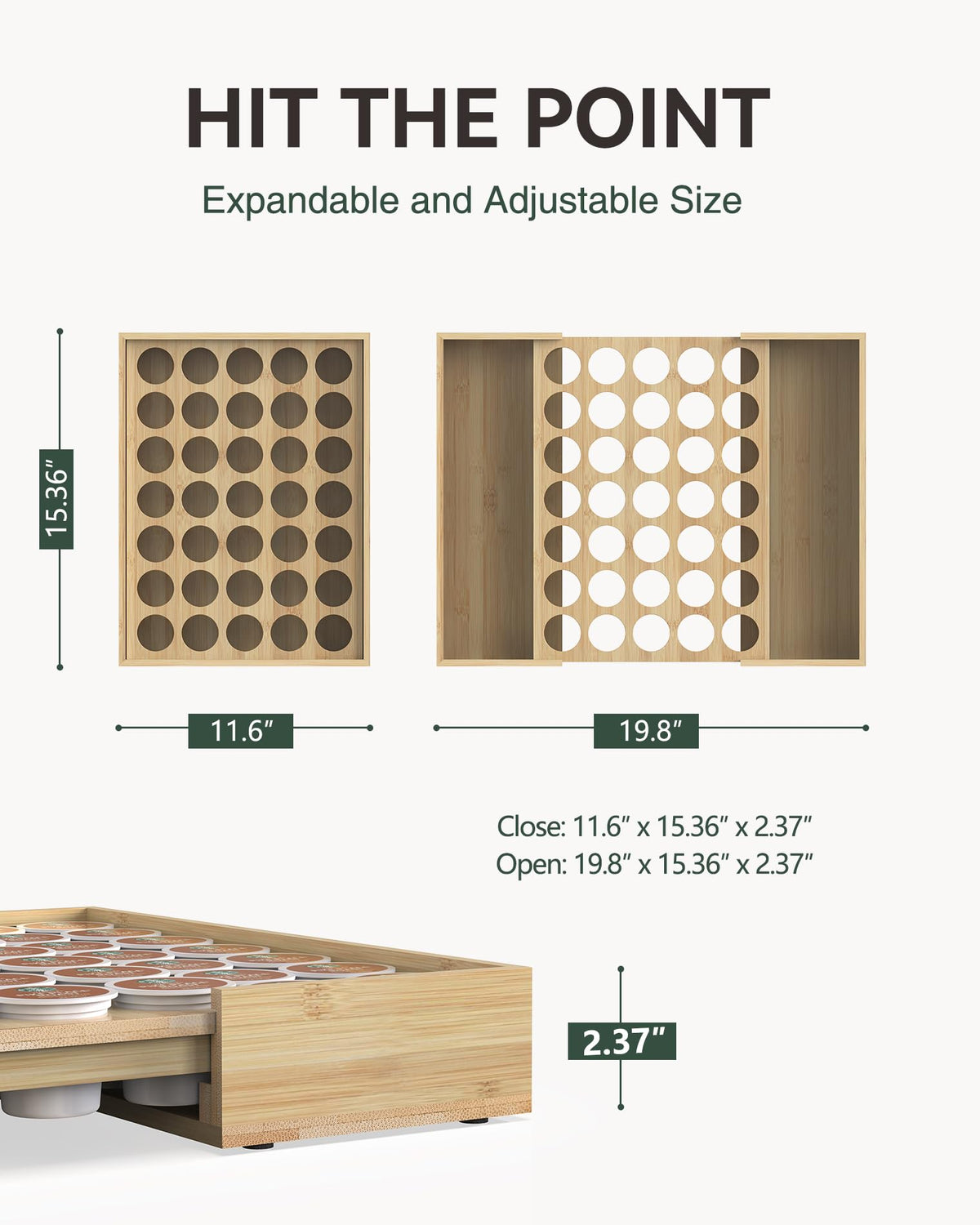 Natural bamboo surface adds premium, handmade feel to kitchen storage