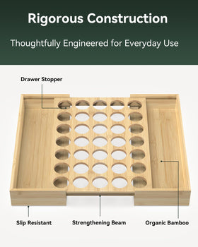 Two adjustable trays store up to 28 additional K-Cups