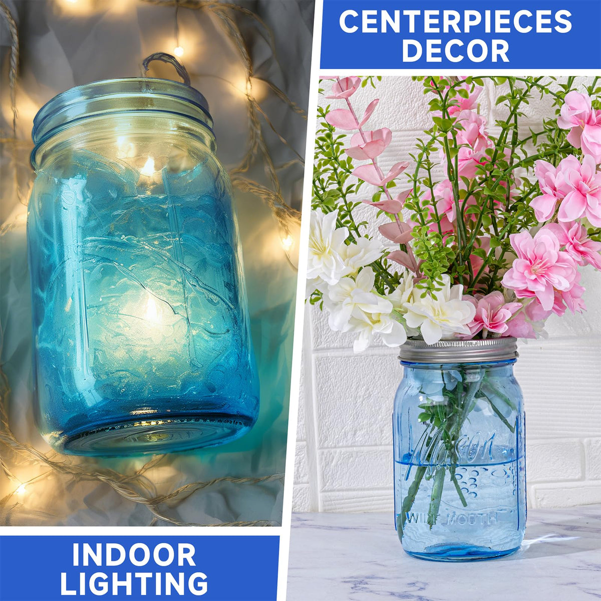 WELLIFE blue glass jars enhance wedding favors and home décor accents