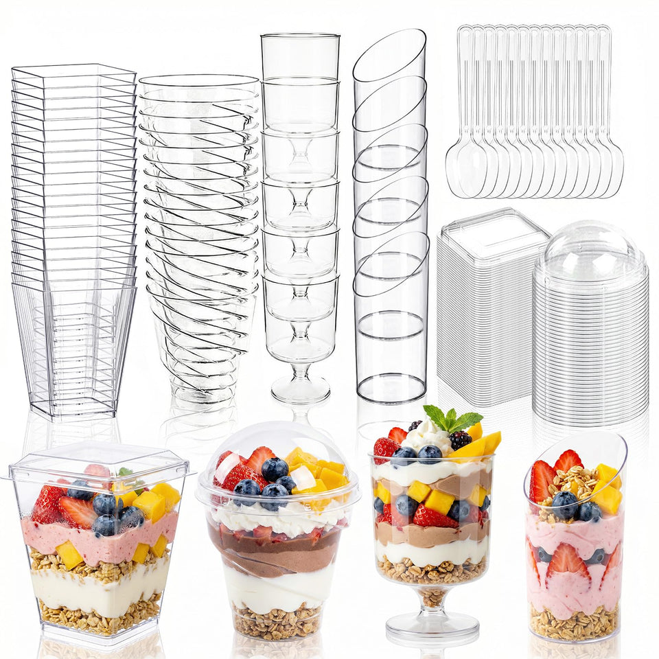 WELLIFE 380-pack dessert cups with lids and spoons for quick layered desserts