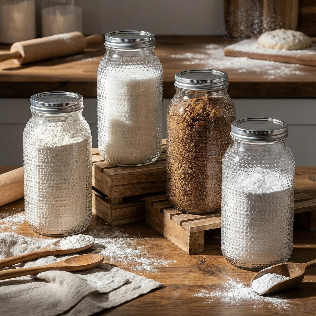 WELLIFE 64 oz mason jar BPA-free glass preserves safe storage of pantry staples