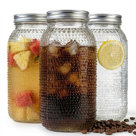 WELLIFE 64 oz mason jar with raised dot texture enhances grip for safe handling