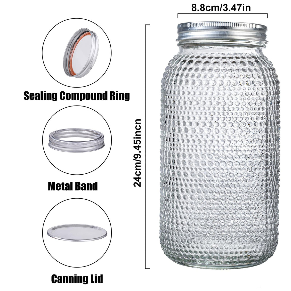 WELLIFE 64 oz mason jar wide mouth opening eases filling and thorough cleaning