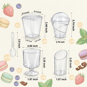 WELLIFE 2oz–5oz dessert cups with assorted sizes for samples or single servings