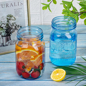 WELLIFE blue glass jar with pour-friendly rim for beverages and snacks
