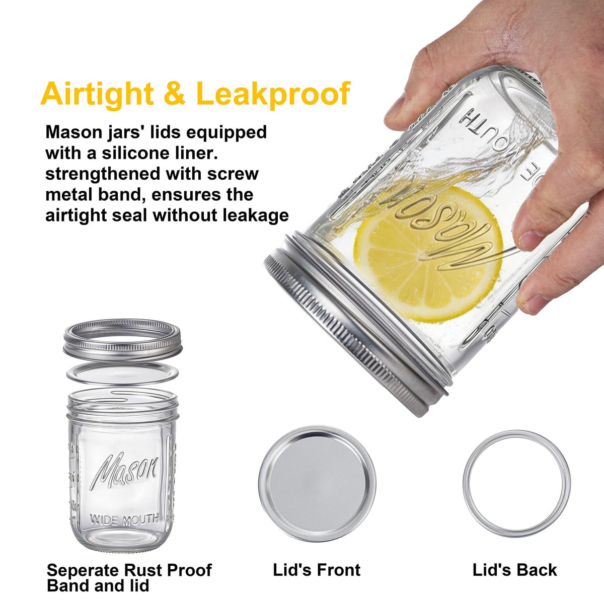 WELLIFE mason jar in dishwasher-safe glass for simple cleanup
