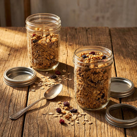 WELLIFE mason jar used for dry goods storage in a tidy pantry