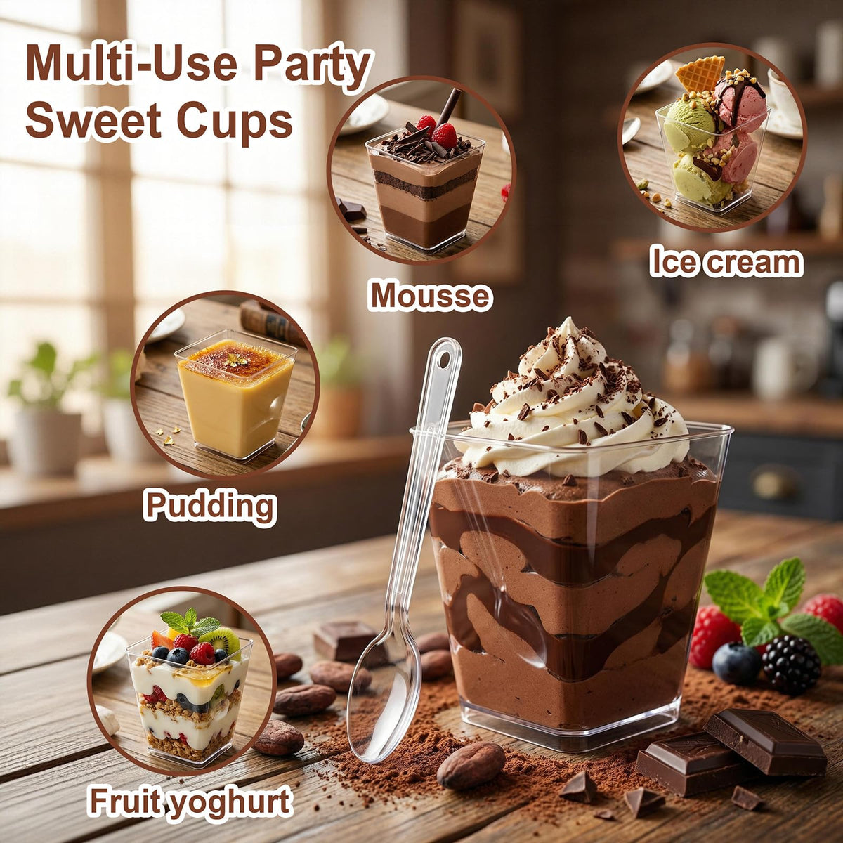 WELLIFE snug-fit lids protect desserts and prevent spills at home or events