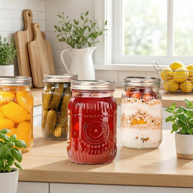 WELLIFE 32 oz jars decorated for DIY candles and wedding favors.