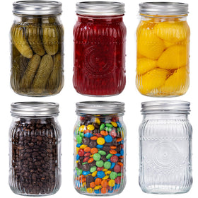 WELLIFE Sunflower Mason Jars 32oz set on kitchen counter, ideal for meal prep and pantry storage.