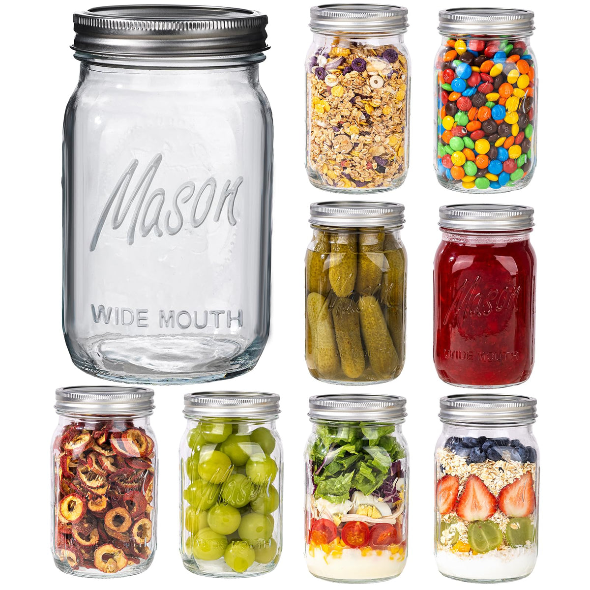 WELLIFE 32oz wide mouth mason jar for easy canning and storage