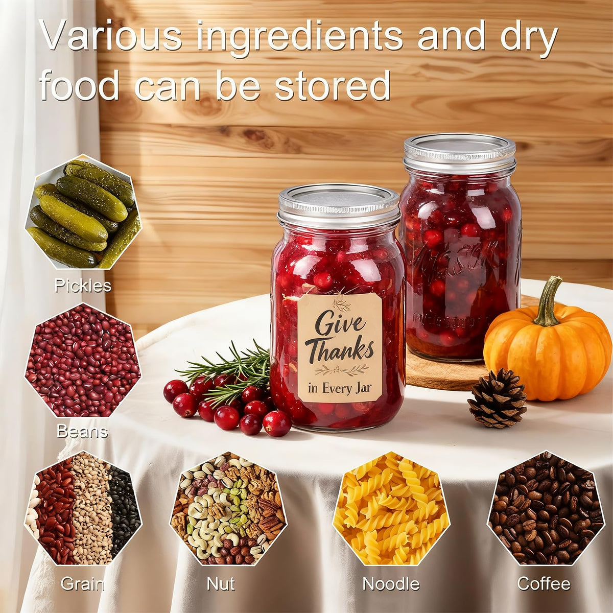 WELLIFE 32oz jars stored in pantry for organized kitchen