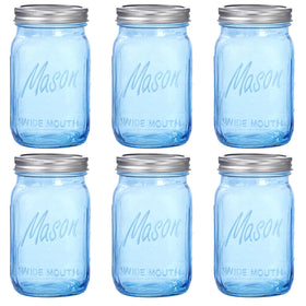 WELLIFE wide-mouth 32oz blue mason jar ready for fresh storage and prep