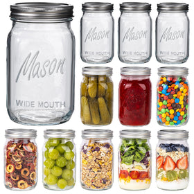 Wellife wide-mouth mason jar with lid and band for airtight storage.