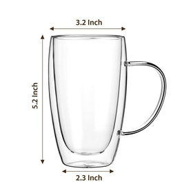 Wells borosilicate clear coffee mug; condensation-free surface for cold drinks.